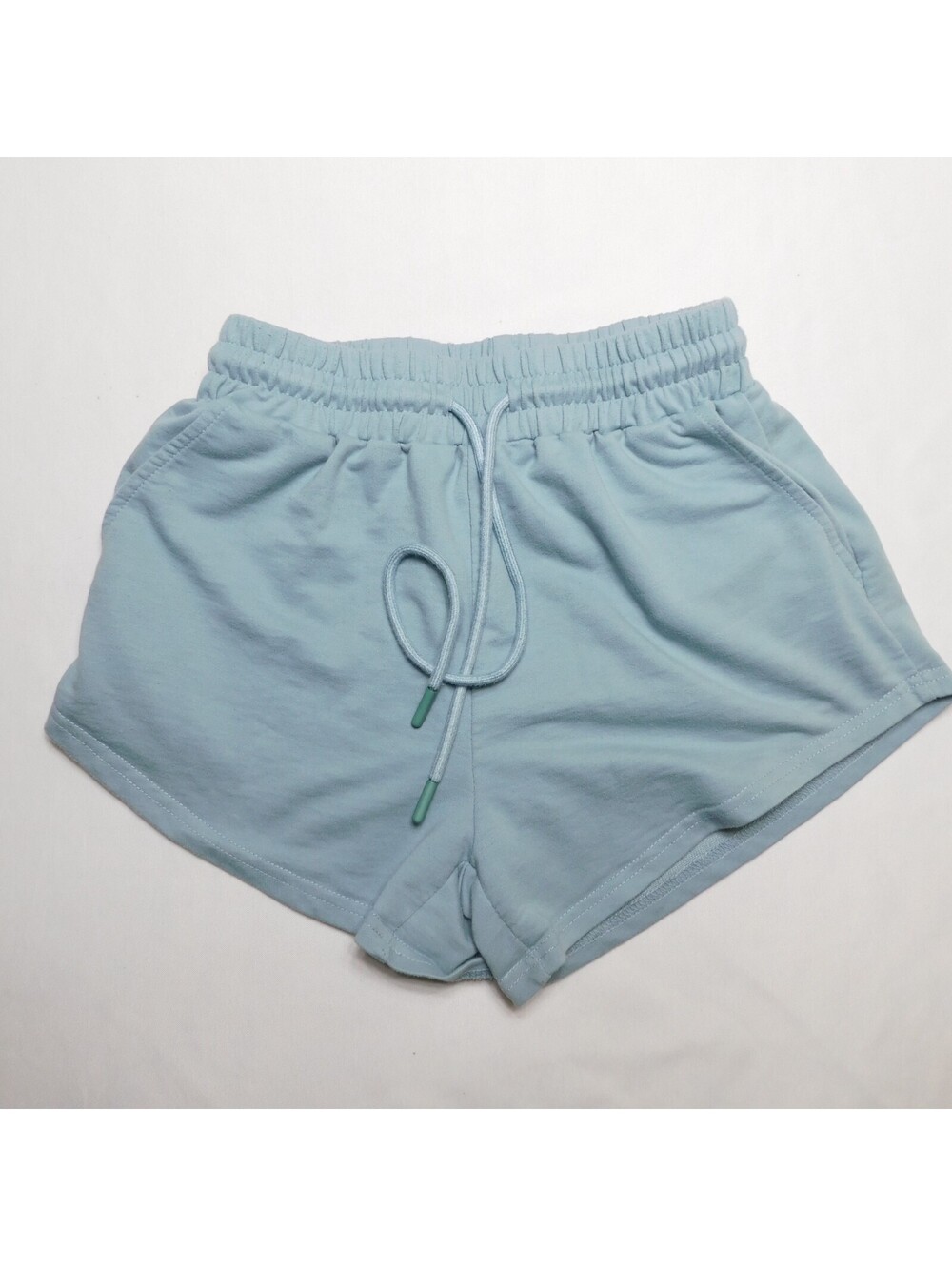 Trendy Queen Light Blue/Gre Sweat Shorts Women’s Size Small S Lounge Gym Pockets